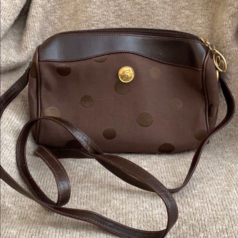 RARE Vintage Arnold Scaasi Polka Dot Brown Purse